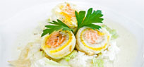 Roulade von Seezunge und Lachs