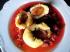 Fertige Kn&ouml;del auf Pflaumenkompott. Bon Appetit!