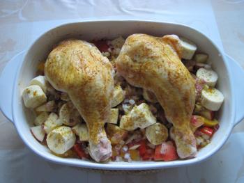 Bananen-Curry mit H&auml;hnchenschenkel