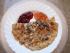 Champignonpfannkuchen mit Gelee von Orangenfilets und Johannisbeer