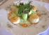 Avocador�llchen auf Gurkencarpaccio mit Garnelen & Jakobsmuscheln und Tomaten-Vanillecreme