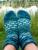 Nr. 77 - Circle-Socken, Gr. 39, stumpfe Bandspitze, Hybridferse, 3 Reste: 2 x handgef�rbte Gr�nt�ne + 1 x Regina Verlaufsgarn