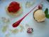 2008 August geschmorter Pfirsich mit Himbeersorbet und Hollunderbl�tengelee