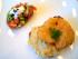 Crostini nach Fattoush-Art mit Joghurt und Nigella und mit Kichererbsencreme und Garnelentempura
