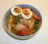 Asia-Nudelsuppe ohne "T&uuml;tchen" - "asiatisch" gew&uuml;rzte Gem&uuml;sebr&uuml;he mit Karotten, Mais, frischen Shiitake, Fr&uuml;hlingszwiebeln, Ei & gegrilltem Schweinebauch. Nach (m)einem Rezept aus dem Forum "Exotisches & Urlaubsrezepte" -> "Japanische T&uuml;tensuppe"