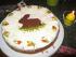 Ostertorte 2008 -- K&auml;sekuchen gebacken, mit Pflaumenmus bedeckt und Sahneschicht