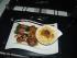 Roastbeef mit Gorgonzola- Nashi Sauce mit Nudeln Pilzen und Speckb�hnchen
