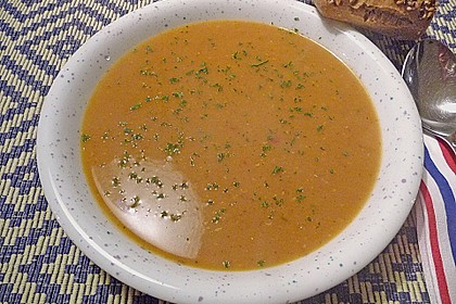 Rote Linsensuppe mit Croutons 3
