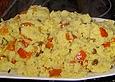 Couscous mit H&auml;hnchenfleisch, Rosinen, Mandeln und Pinienkernen