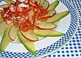Flusskrebse an Apfel-Avocado-Carpaccio