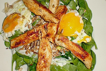 Spinatsalat mit Joghurt-B&auml;rlauch-Dressing und H&auml;hnchenbrust 1