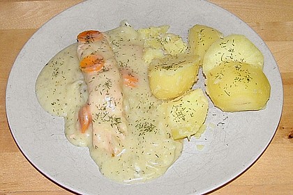 Pochierter Lachs in Meerrettichso&szlig;e