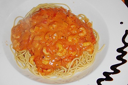 Spaghetti mit Krabben - Tomaten - Sahneso&szlig;e 4