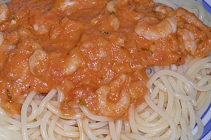 Spaghetti mit Krabben - Tomaten - Sahneso&szlig;e 9