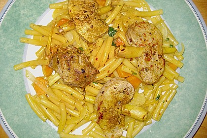 Schweinemedallions mit Kokos - M&ouml;hren - Pasta 1