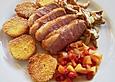 An Knoblauch und Vanille gebratene Entenbrust mit Polentataler