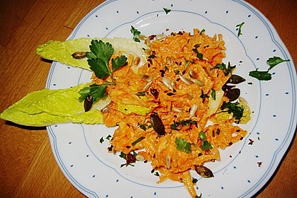 Scharfer Karottensalat mit Joghurt und ger&ouml;steten Kernen 1
