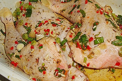 H&auml;hnchenschenkel auf pikant - karibische Art mit Kidneybohnenreis 1