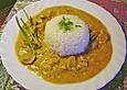 Schweineragout in Curry - Senf - Sauce