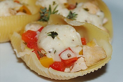 Gef&uuml;llte Muschelnudeln mit Pute 2
