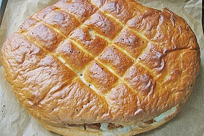 Fladenbrot mit Hackfleisch, im Ofen &uuml;berbacken 2