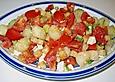 Tomatensalat mit Honigmelone und Schafsk&auml;se
