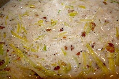 Breite Bandnudeln mit Lauch - Maronen - Rahm und altem Parmesan 1