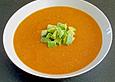 Tomaten - Kokos - Suppe mit Avocado