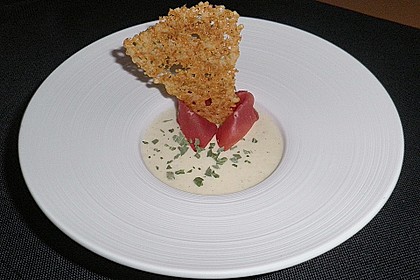 Spargel - Panna Cotta mit K&auml;se - Schinken - Crackern 17