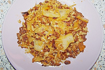 Hack - Kraut - Pfanne mit Reis