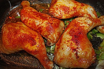H&auml;hnchenkeulen mit Curry - Schnittlauchsauce