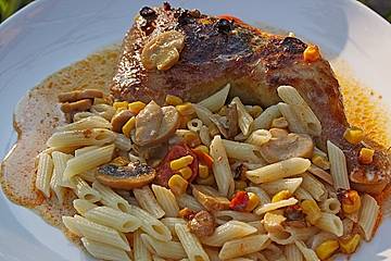 Hähnchenkeulen mit Curry - Schnittlauchsauce