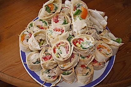 Chicken Wrap mit Gemüse, Guacamole und Crème fraîche 6