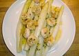 Spargel mit Maracuja - Vinaigrette und Garnelen