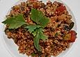 Dinkelpfanne mit Zucchini und Aubergine