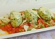 Spinat - Nocken auf Tomaten - Rucola - Ragout