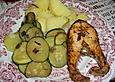Wildlachs vom Blech auf Kartoffel - Zucchini - Gem&uuml;se