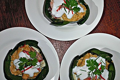 Ged&auml;mpftes Fischcurry im Bananenblatt 8