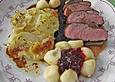 Entenbrust mit Kartoffel - Apfel - Gratin