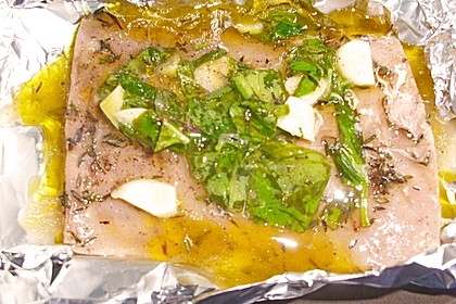 Lachs in Zitronen - Knoblauch - Öl 20