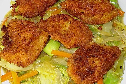 Kokosh&uuml;hnchen auf Chinakohl