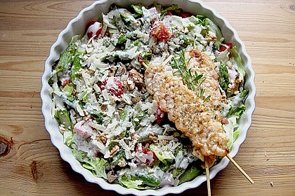 Gemischter grüner Salat mit angebratenem grünen Spargel 8