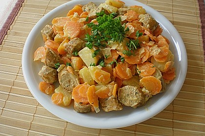 M&ouml;hrenpfanne mit Rostbratw&uuml;rstchen 2