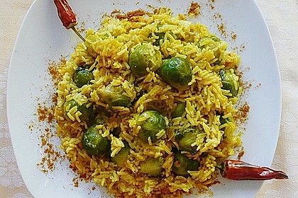 Scharfe Rosenkohl - Reis - Pfanne