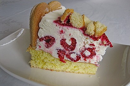 Quark - Sahne - Torte mit Himbeeren 14
