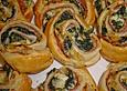 Bl&auml;tterteigschnecken mit Spinat - Schinken - F&uuml;llung