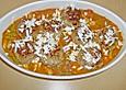 Frikadellen mit Feta - F&uuml;llung auf Bohnengem&uuml;se