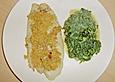 Pangasius mit Ingwerkruste und Kokos - Spinat
