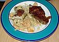 Knusprige Ente mit s&uuml;&szlig; - scharfem Curry - Gem&uuml;se und Basmatireis