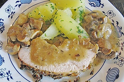 Kr&auml;uter - Putenbraten mit Rahmpilzen 5